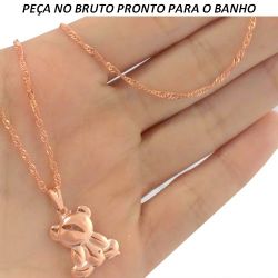 GARGANTILHA NO BRUTO PRONTO PARA O BANHO EM FORMA DE URSO TAMANHO APROXIMADO:45CM TAMANHO PINGENTE:2CM 2,5GR REF.BRU911