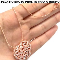 GARGANTILHA NO BRUTO PRONTO PARA O BANHO JÁ NO COBRE EM ZIRCÔNIA CRISTAL 8GR COM A LETRA ''F'' TAMANHO APROXIMADO:45CM PINGENTE:2,5CM REF.BRU1573