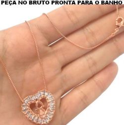 GARGANTILHA NO BRUTO PRONTO PARA O BANHO JÁ NO COBRE MICRO ZIRCÔNIA COM UMA MENINA 4.3GR TAMANHO APROX:45CM PINGENTE:2,5CM REF.BRU1647(NOVA)