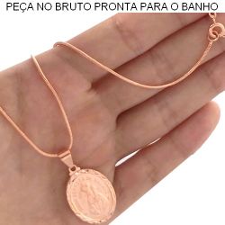 GARGANTILHA NO BRUTO PRONTO PARA O BANHO JÁ NO COBRE NOSSA SENHORA DE APARECIDA 7GR TAMANHO APROX:45CM PINGENTE:2,5CM REF.BRU671