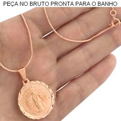 GARGANTILHA NO BRUTO PRONTO PARA O BANHO JÁ NO COBRE NOSSA SENHORA DE LURDES CORRENTE RABO DE RATO 9GR TAMANHO APROX:45CM PINGENTE:2,5CM REF.BRU679