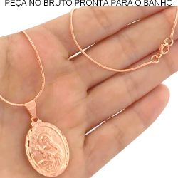 GARGANTILHA NO BRUTO PRONTO PARA O BANHO JÁ NO COBRE SANTA RITA RABO DE RATO 7.5GR TAMANHO APROXIMADO:45CM PINGENTE:2,5CM REF.BRU672
