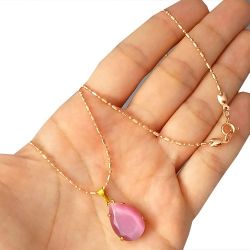 Gargantilha No Bruto Pronto Para Banho Com Pedra De Zircônia 13X18mm Tamanho Aproximado da Corrente: 60cm Pingente: 2,0cm Peso: 6,8 gramas REF: BRU782