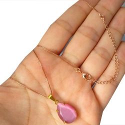 Gargantilha No Bruto Pronto Para Banho Pedra De Calcedonia 13x18mm Tamanho Aproximado da Corrente: 60cm Pingente: 1,0cm Peso: 5,7 gramas REF: BRU783