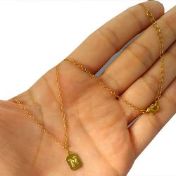 Gargantilha No bruto Pronto Para Banho Com a Letra ''N'' Tamanho Aproximado: 44,5cm Extensor: 6,0cm Peso: 2,4 gramas REF: BRU127A