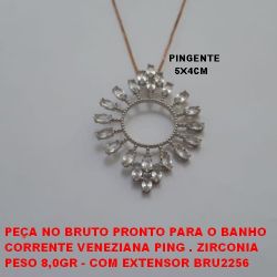 GARGANTILHA NO BRUTO PRONTO PARA O BANHO CORRENTE VENEZIANA PING . ZIRCONIA PESO 8,0GR - COM EXTENSOR BRU2256