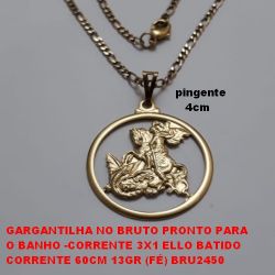 GARGANTILHA NO BRUTO PRONTO PARA O BANHO -CORRENTE 3X1 ELLO BATIDO CORRENTE 60CM 13GR (SAO JORGE ) BRU2450