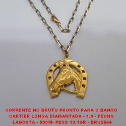 CORRENTE NO BRUTO PRONTO PARA O BANHO  CARTIER LONGA DIAMANTADA - 1.0 - FECHO  LAGOSTA - 50CM- PESO 13,1GR - BRU2544