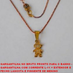GARGANTILHA NO BRUTO PRONTO PARA O BANHO -  GARGANTILHA COM CORRENTE L-11 + EXTENSOR E  FECHO LAGOSTA E PINGENTE DE MENINO  CRAVEJADO EM ZIRCONIA - TAMANHO 43,5CM -  PESO 2,0GR - BRU3304