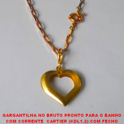 GARGANTILHA NO BRUTO PRONTO PARA O BANHO COM CORRENTE  CARTIER (KDL1.2) COM FECHO BOIA E PINGENTE DE CORAÇÃO  - PESO 15GR  BRU3507