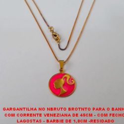 GARGANTILHA NO NBRUTO BROTNTO PARA O BANHO COM CORRENTE VENEZIANA DE 45CM - COM FECHO  LAGOSTAS - BARBIE DE 1,8CM -RESIDADO 2,5GR - BRU1336