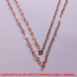 GARGANTILHA NO BRUTO PRONTO PARA O BANHO -  GARGANTILHA TIPO COLAR COM CORRENTE DE  CORAÇÕES - TAMANHO:80,0CM - PESO:2,9GR -  BRU4367