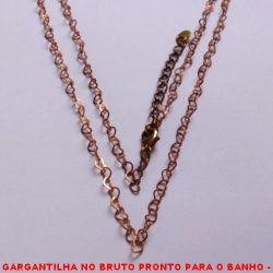 GARGANTILHA NO BRUTO PRONTO PARA O BANHO -  GARGANTILHA COM CORRENTE DE CORAÇÕES -  TAMANHO:45,0CM+EXTENSOR - PESO:2,3GR -  BRU4386