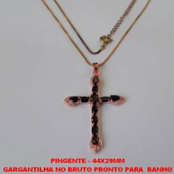 GARGANTILHA NO BRUTO PRONTO PARA  BANHO COM CORRENTE VENEZIANA DE 45CM + EXTENSOR  CRUCIFIXO DE ZIRCONIA PESO 5,2GR - TAMANHO 44X29MM - BRU2019
