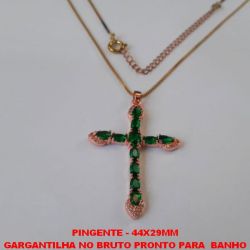 GARGANTILHA NO BRUTO PRONTO PARA  BANHO COM CORRENTE VENEZIANA DE 45CM + EXTENSOR  CRUCIFIXO DE ZIRCONIA PESO 5,2GR - TAMANHO 44X29MM - BRU3862