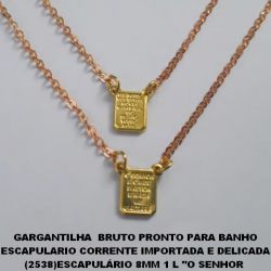 GARGANTILHA  BRUTO PRONTO PARA BANHO ESCAPULARIO CORRENTE IMPORTADA E DELICADA (2538)ESCAPULÁRIO ''8MM'' 1 L ''O SENHOR É MEU PASTOR''  EST 1 L ''PAI NOSSO - PESO 2,8GR - BRU1495