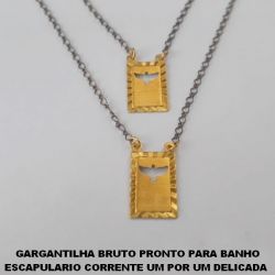 GARGANTILHA BRUTO PRONTO PARA BANHO ESCAPULARIO CORRENTE UM POR UM DELICADA  (3.1865)ESCAPULARIO PLACA 18X12MM  ESPIRITO SANTO COM BORDA TRABALHADA  PESO 4,1GR -BRU1663