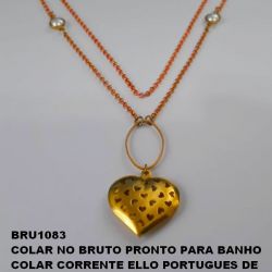 COLAR NO BRUTO PRONTO PARA BANHO  COLAR CORRENTE ELLO PORTUGUES DE  ''(80CM)'' COM CONTAS EM PEROLA DE 10MM  -  COM PINGENTE DE CORAÇÃO 25MM VASADO  PESO TOTAL 9.9GR - BRU1083