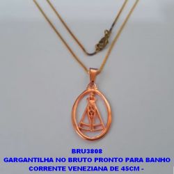 GARGANTILHA NO BRUTO PRONTO PARA BANHO CORRENTE SVENEZIANA DE 45CM -  FECHO LAGOSTA - PINGENTE  NOSSA SENHORA APARECIDA 27X17MM  - PESO TOTAL 3.1GR- BRU3808