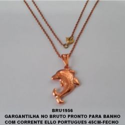 GARGANTILHA NO BRUTO PRONTO PARA BANHO COM CORRENTE ELLO PORTUGUES 45CM-FECHO  PINGENTE GOLFINHO 30MM - PESO TOTAL 5.2GR BRU1956