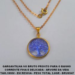 GARGANTILHA NO BRUTO PRONTO PARA O BANHO  CORRENTE FINA E DELICADA - ARVORE DA VIDA(TAMANHO 18MM)  EM RESINA - PESO TOTAL 2.0GR - BRU0947