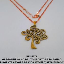 GARGANTILHA NO BRUTO PRONTO PARA BANHO PINGENTE ARVORE DA VIDA 4X3CM ''( ALTA FUSÃO)'' COM CORRENTE  IMPORTADAS 45CM PESO TOTAL  7.9GR BRU5277