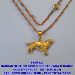 GARGANTILHA NO BRUTO PRONTO PARA O BANHO COM SINGAPURA   DE 45CM(2605) CACHORRO GOLDEN 20MM - PESO TOTAL 2.5GR BRU5321
