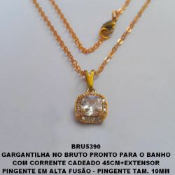 GARGANTILHA NO BRUTO PRONTO PARA O BANHO COM CORRENTE CADEADO 45CM+EXTENSOR PINGENTE EM ALTA FUSÃO - PINGENTE TAM. 10MM CRAVEJADO EM ZIRCONIA . PESO TOTAL 3.0GR BRU5390