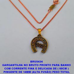 GARGANTILHA NO BRUTO PRONTO PARA BANHO COM CORRENTE FINA E DELICADA DE ( 60CM ) PINGENTE DE 14MM (ALTA FUSÃO) PESO TOTAL 3.8GR - BRU5434