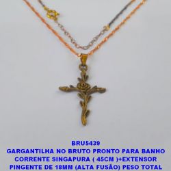 GARGANTILHA NO BRUTO PRONTO PARA BANHO CORRENTE SINGAPURA ( 45CM )+EXTENSOR PINGENTE DE 18MM (ALTA FUSÃO) PESO TOTAL 3.2GR - BRU5439