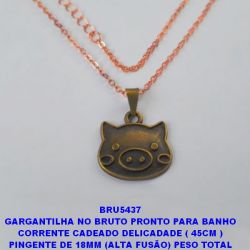 GARGANTILHA NO BRUTO PRONTO PARA BANHO CORRENTE CADEADO DELICADADE ( 45CM ) PINGENTE DE 18MM (ALTA FUSÃO) PESO TOTAL 3.2GR - BRU5437