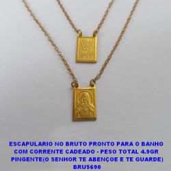 ESCAPULARIO NO BRUTO PRONTO PARA O BANHO - (1352) CORRENTE CADEADO - PESO TOTAL 4.9GR  PINGENTE(O SENHOR TE ABENÇOE E TE GUARDE) BRU5690
