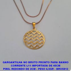 GARGANTILHA NO BRUTO PRONTO PARA BANHO CORRENTE L11 IMPORTADA DE 45CM PING. REDONDO DE 2CM - PESO 4.5GR - BRU5812