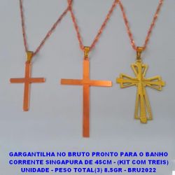 GARGANTILHA NO BRUTO PRONTO PARA O BANHO CORRENTE SINGAPURA DE 45CM - (KIT COM TREIS) UNIDADE - PESO TOTAL(3) 8.5GR - BRU2022