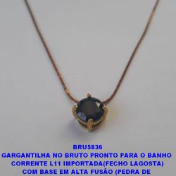 GARGANTILHA NO BRUTO PRONTO PARA O BANHO  CORRENTE L11 IMPORTADA(FECHO LAGOSTA) COM BASE EM ALTA FUSÃO (PEDRA DE  ZIRCONIAS DE 8X8MM - PESO TOTAL 2.7GR  BRU5836