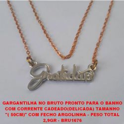 GARGANTILHA NO BRUTO PRONTO PARA O BANHO COM CORRENTE CADEADO(DELICADA) TAMANHO ''( 50CM)'' COM FECHO ARGOLINHA - PESO TOTAL 2,9GR - BRU1676