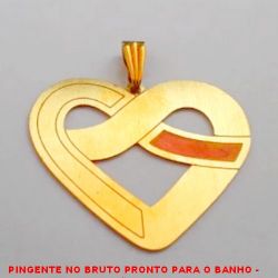 PINGENTE NO BRUTO PRONTO PARA O BANHO -  PINGENTE DE CORAÇÃO VAZADO - TAMANHO:3,5CM -  PESO:2,1GR - BRU3975