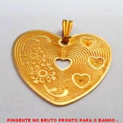 PINGENTE NO BRUTO PRONTO PARA O BANHO -  PINGENTE DE CORAÇÃO - TAMANHO:3,1CM -  PESO:2,4GR - BRU3968