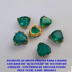 PINGENTE NO BRUTO PRONTO PARA O BANHO COM BASE EM ''ALTA FUSÃO'' DE 15X15MM EM CORAÇÃO - COM PEDRA DE ZIRCONIA FUSIÃO PESO TOTAL 2.6GR - BRU4953