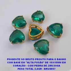 PINGENTE NO BRUTO PRONTO PARA O BANHO COM BASE EM ''ALTA FUSÃO'' DE 15X15MM EM CORAÇÃO - COM PEDRA DE ZIRCONIA PESO TOTAL 2.6GR - BRU4957