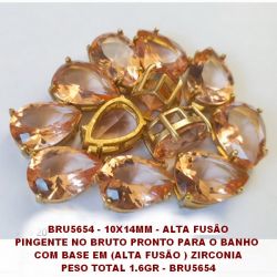 PINGENTE NO BRUTO PRONTO PARA O BANHO  COM BASE 10X14MM  (ALTA FUSÃO ) ZIRCONIA PESO TOTAL 1.6GR - BRU5654