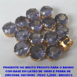 PINGENTE NO BRUTO PRONTO PARA O BANHO COM BASE EM LATÃO DE 10MM E PEDRA DE  ZIRCONIA 10X10MM - PESO 1,2MM - BRU5973