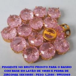 PINGENTE NO BRUTO PRONTO PARA O BANHO COM BASE EM LATÃO DE 10MM E PEDRA DE  ZIRCONIA 10X10MM - PESO 1,2MM - BRU5969