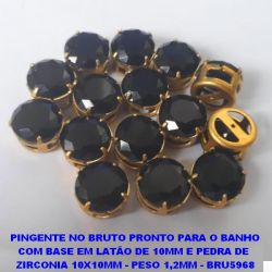 PINGENTE NO BRUTO PRONTO PARA O BANHO COM BASE EM LATÃO DE 10MM E PEDRA DE  ZIRCONIA 10X10MM - PESO 1,2MM - BRU5968