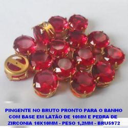 PINGENTE NO BRUTO PRONTO PARA O BANHO COM BASE EM LATÃO DE 10MM E PEDRA DE  ZIRCONIA 10X10MM - PESO 1,2MM - BRU5972