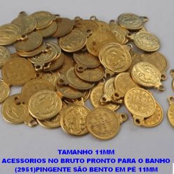 ACESSORIOS NO BRUTO PRONTO PARA O BANHO (CX35) (2951)PINGENTE SÃO BENTO EM PÉ 11MM  (sem contra argola) -0,05GR - BRU5804