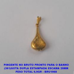 PINGENTE NO BRUTO PRONTO PARA O BANHO (361)GOTA DUPLA ESTAMPADA ESCAMA 20MM PESO TOTAL 0,9GR - BRU1968