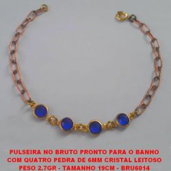 PULSEIRA NO BRUTO PRONTO PARA O BANHO COM QUATRO PEDRA DE 6MM CRISTAL LEITOSO PESO 2.7GR - TAMANHO 19CM - BRU6014