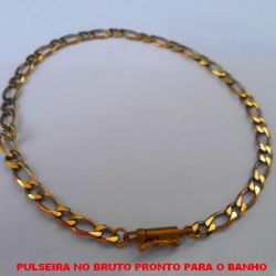 PULSEIRA NO BRUTO PRONTO PARA O BANHO  COM FECHO CANHÃO - ELLO 1X1 BATIDO - LARGURA DA CORRENTE 4.10MM (11128) PESO 5,9GR ( '' 20CM '' ) - BRU4513