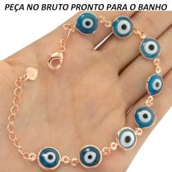 PULSEIRA NO BRUTO PRONTO PARA O BANHO JÁ NO COBRE EM OLHO GREGO 7GR TAMANHO APROXIMADO:18CM+EXTENSOR REF:BRU096